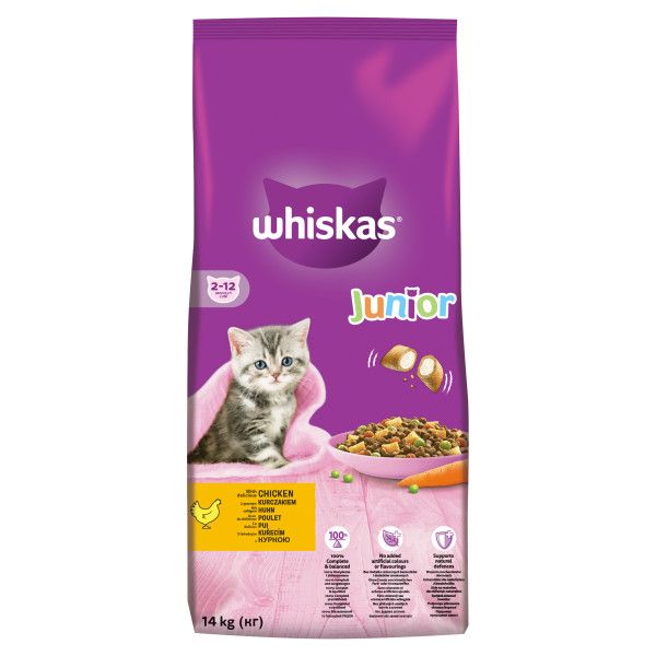 WHISKAS Junior s piletinom 14 kg