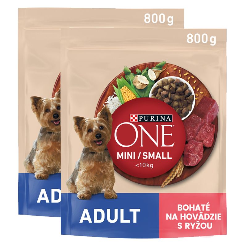 PURINA ONE MINI/SMALL Adult, govedina s rižom 2 x 800 g