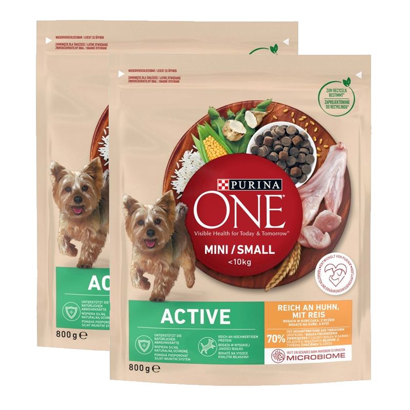 PURINA ONE MINI/SMALL Active, piletina s rižom 2 x 800 g