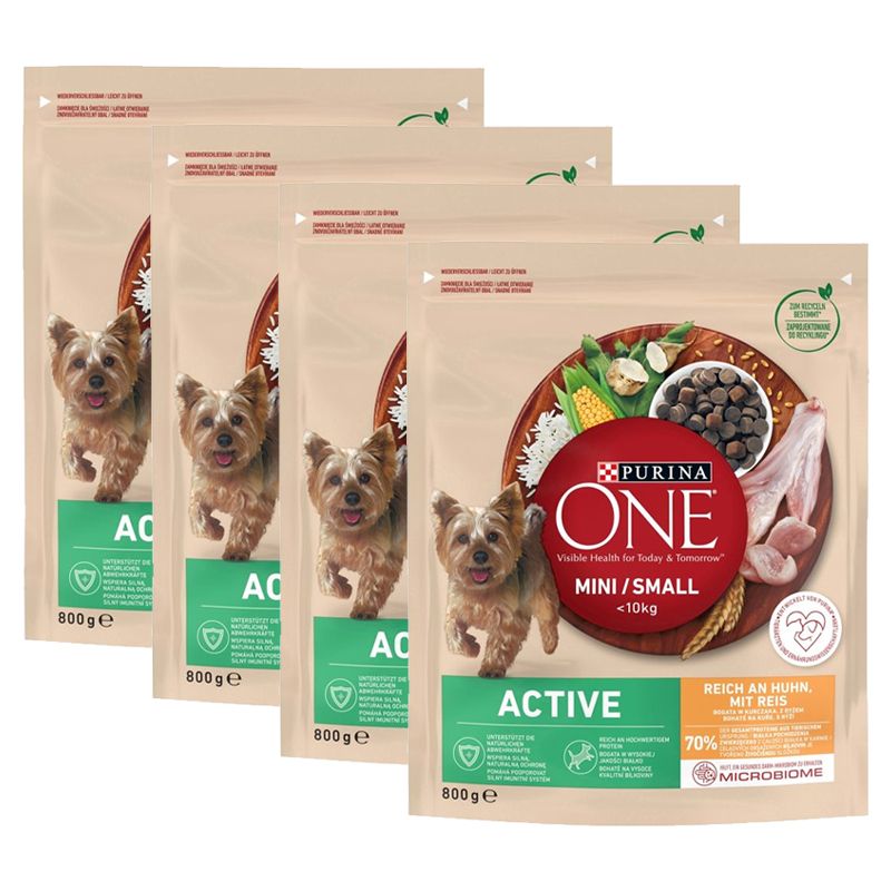 PURINA ONE MINI/SMALL Active, piletina s rižom 4 x 800 g