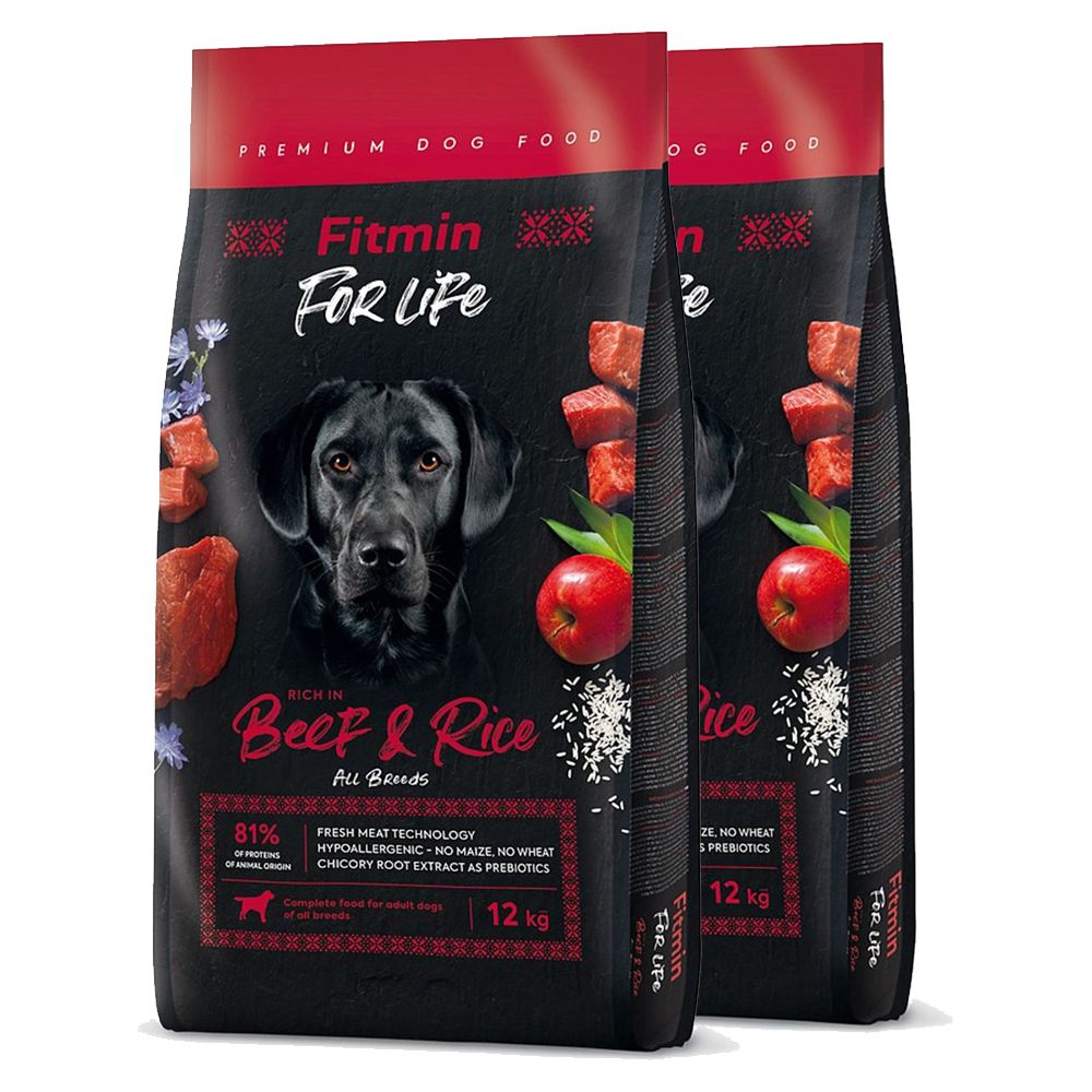 Fitmin dog For Life Beef & Rice 2 x 12 kg