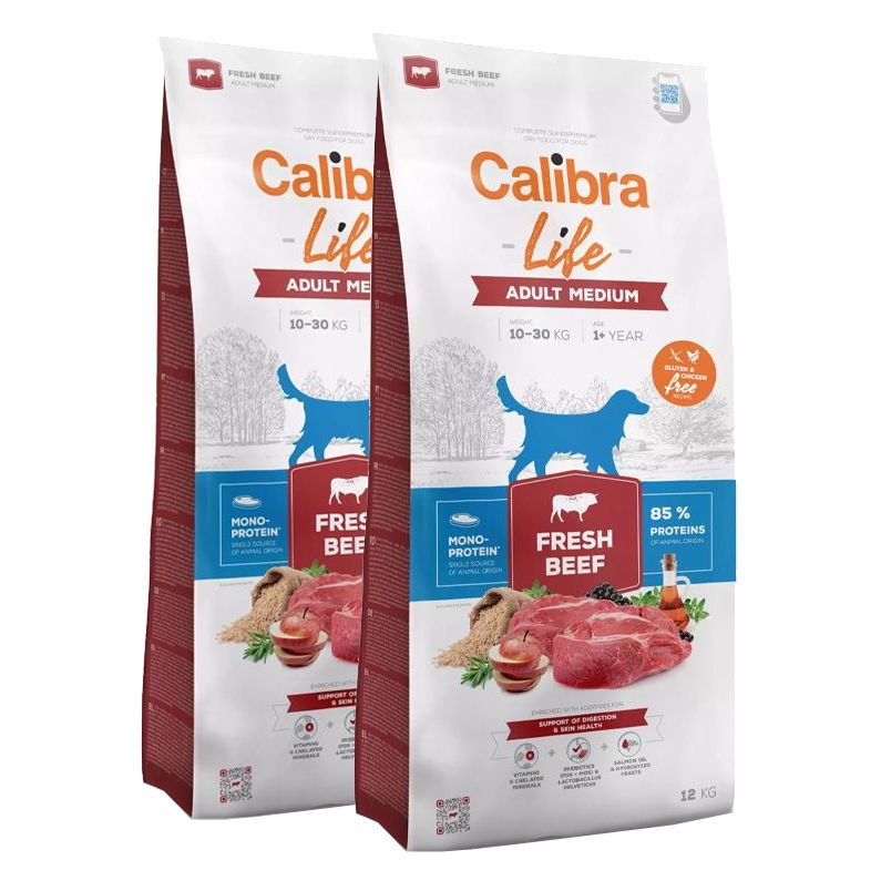 Calibra Dog Life Adult Medium Fresh Beef 2 x 12 kg