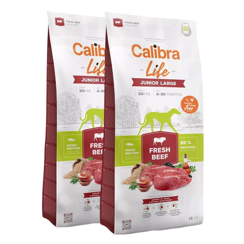 Calibra Dog Life Junior Large Fresh Beef 2 x 12 kg