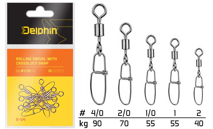 Delphin Rolling swivel with Crosslock snap B-04/10 kom 1