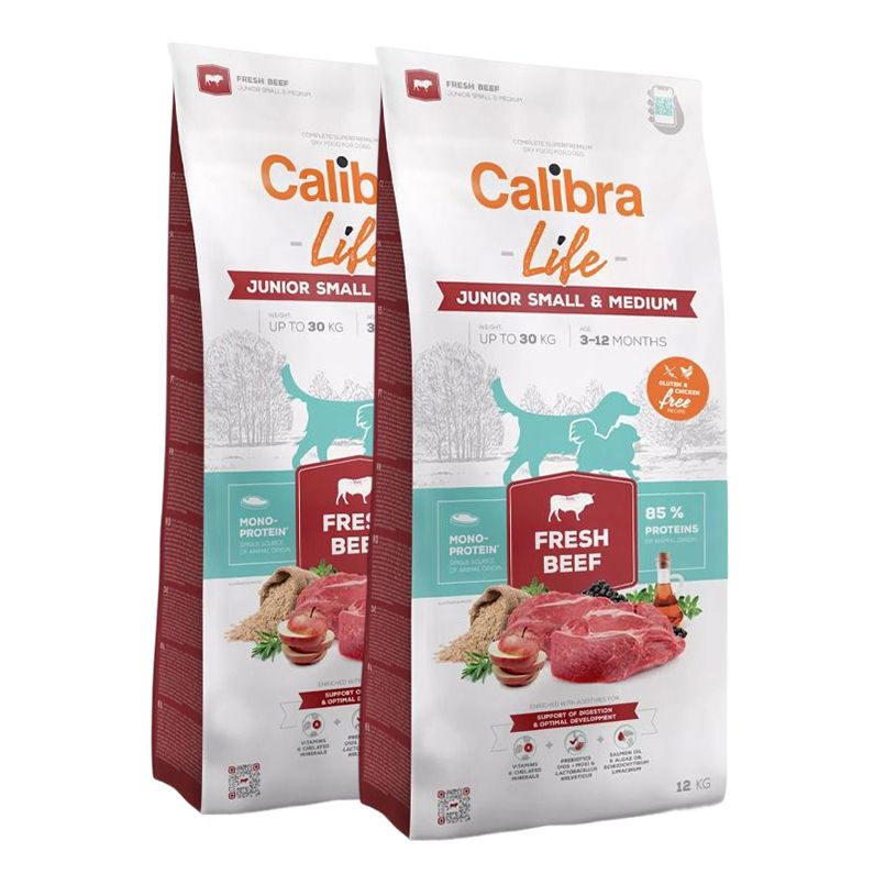 Calibra Dog Life Junior Small & Medium Fresh Beef 2 x 12 kg