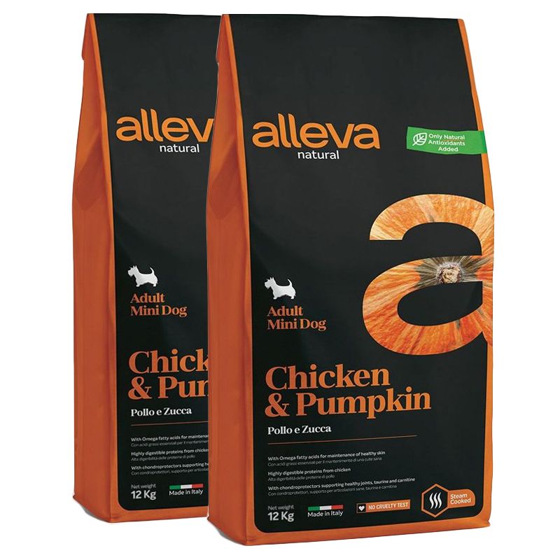 Alleva NATURAL dog chicken & pumpkin adult mini 2 x 12 kg