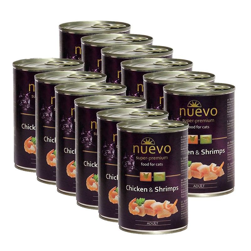 Konzerva NUEVO CAT Adult Chicken & Shrimps 12 x 400 g