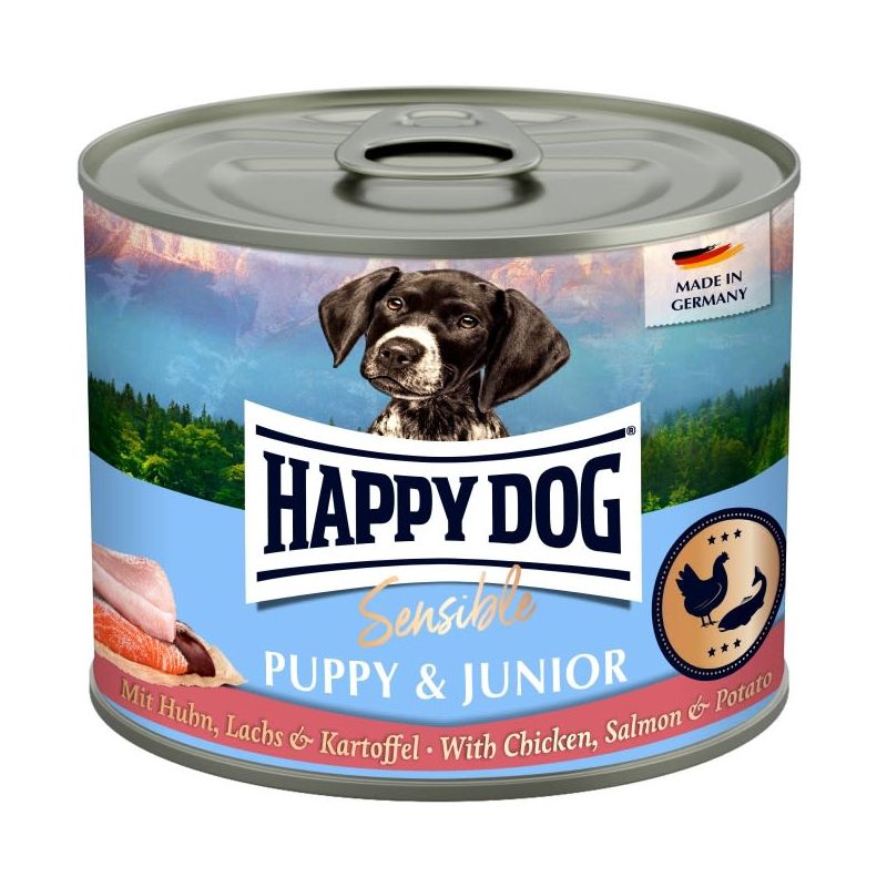 Happy Dog Sensible Puppy & Junior 200 g / piletina & losos