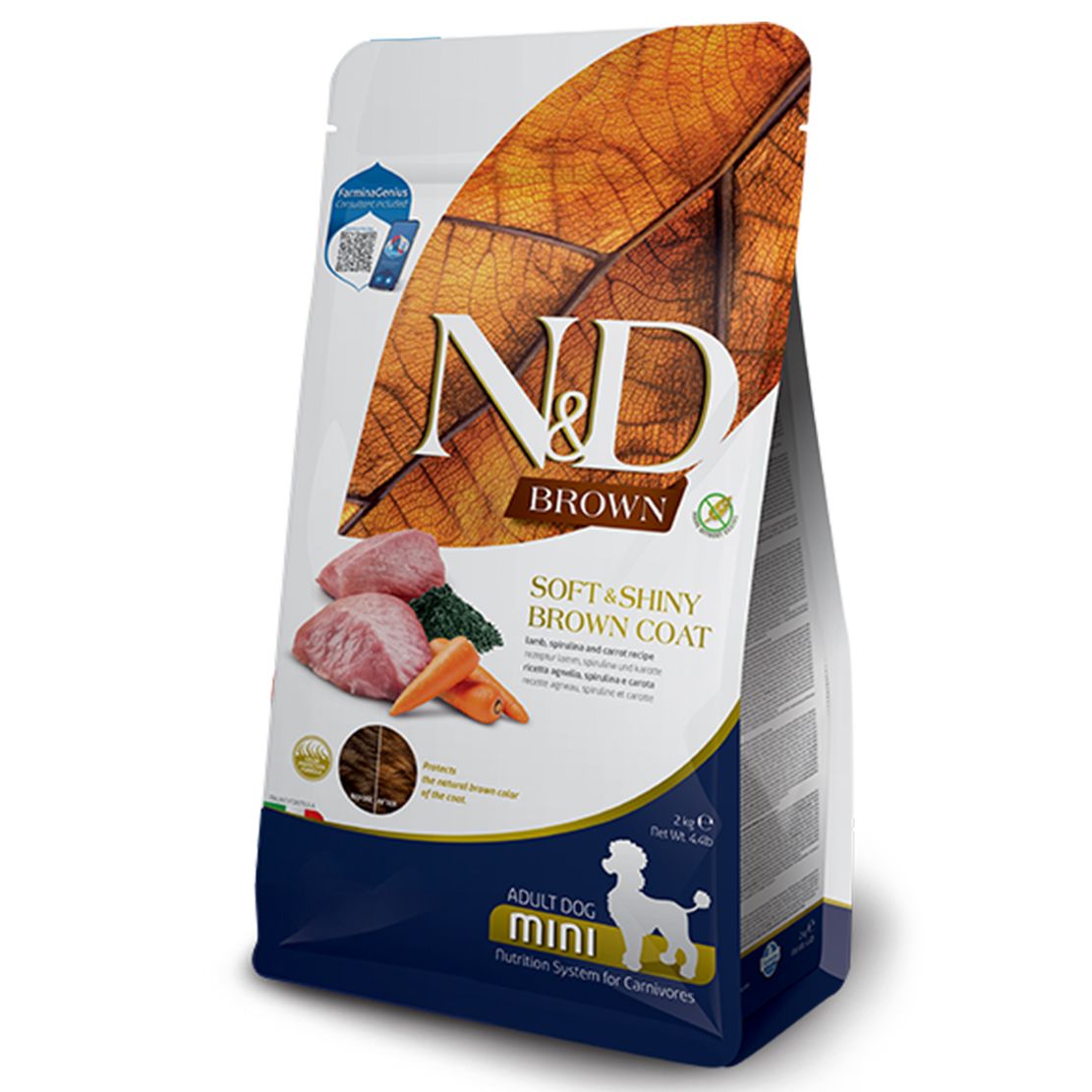 Farmina N&D dog BROWN (GF) adult mini janjetina, spirulina & mrkva 2 kg