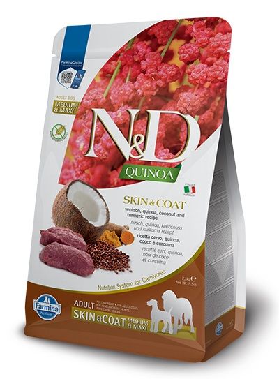 Farmina N&D dog GF QUINOA Medium/Maxi, Skin & Coat Jelenja 7 kg