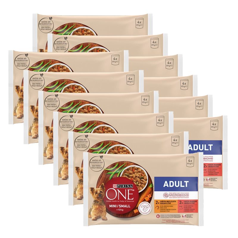 PURINA ONE MINI Pasza za pse Odrasli Piletina i govedina u umaku 12 x (4 x 85g)