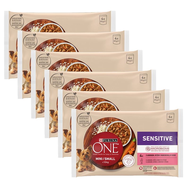 PURINA ONE MINI Pasza za pse Sensitive Losos u umaku 6 x (4 x 85g)