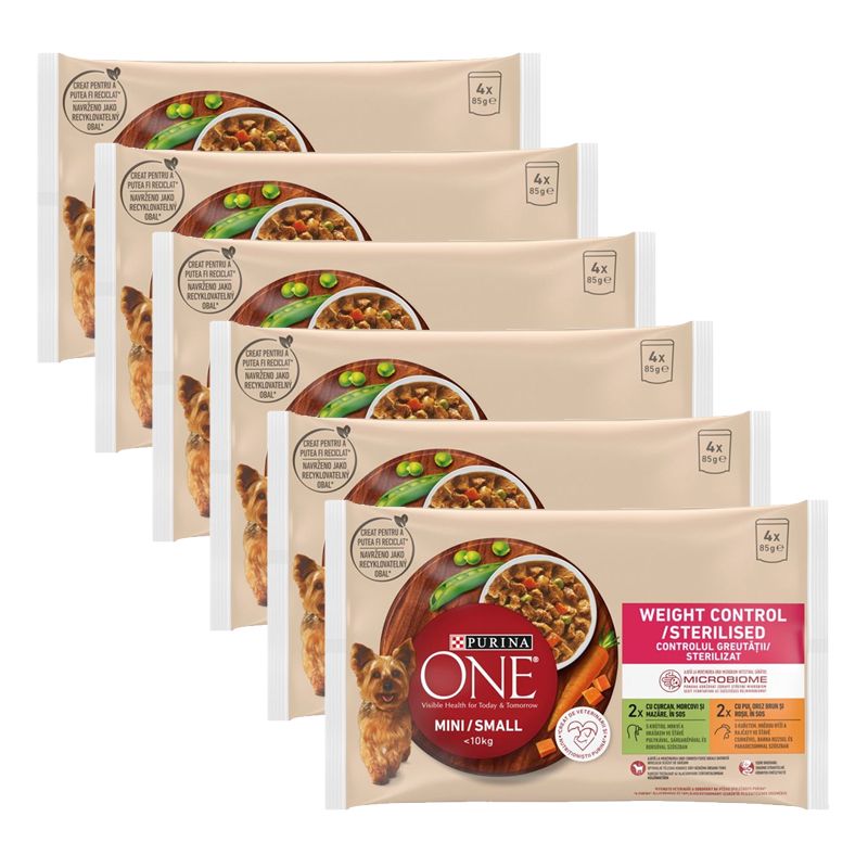 PURINA ONE MINI Pasja Kontrola Težine Puretina i Piletina u Sosu 6 x (4 x 85g)