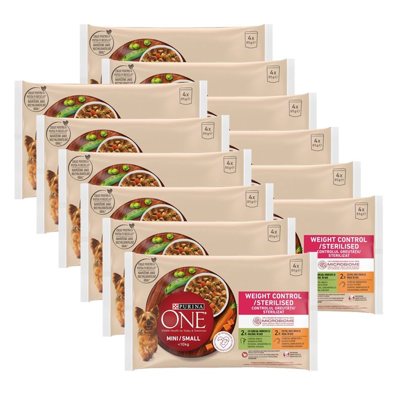 PURINA ONE MINI Pasja Kontrola Težine Puretina i Piletina u Sosu 12 x (4 x 85g)