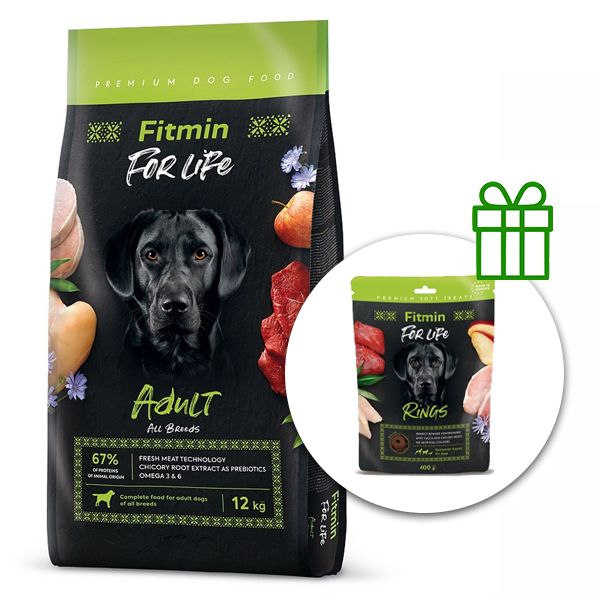 Fitmin FOR LIFE Adult 12 kg + Fitmin For Life Rings BESPLATNO