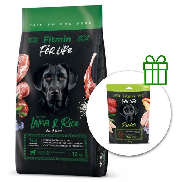 Fitmin FOR LIFE Lamb & Rice 12 kg + Fitmin For Life Rings BESPLATNO