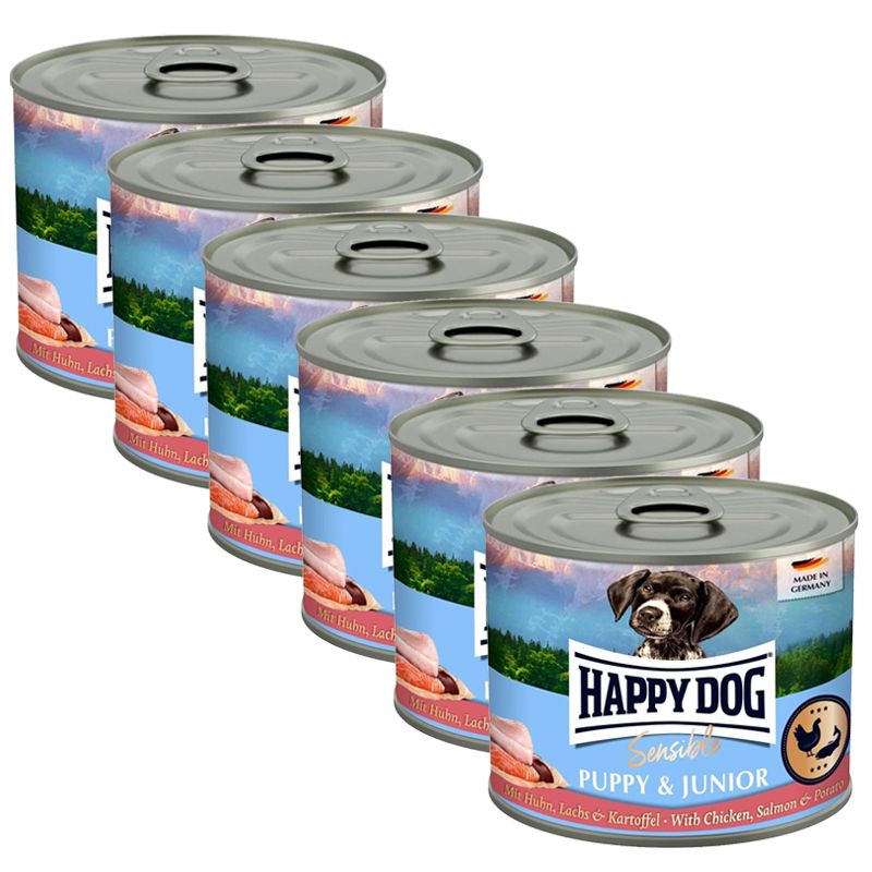 Happy Dog Sensible Puppy & Junior 6 x 200 g / piletina & losos