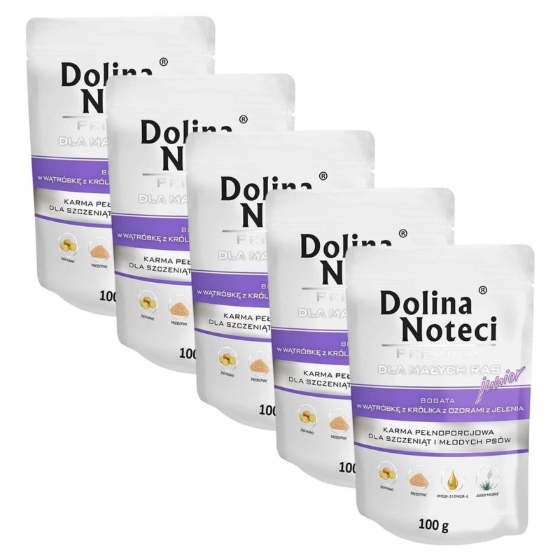 Dolina Noteci Premium Junior Small Breed Rabbit Liver & Deer Tongues 5 x 100 g