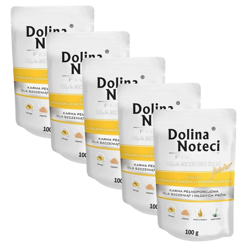 Dolina Noteci Premium Junior Small Breed Chicken Gizzards & Veal Liver 5 x 100 g