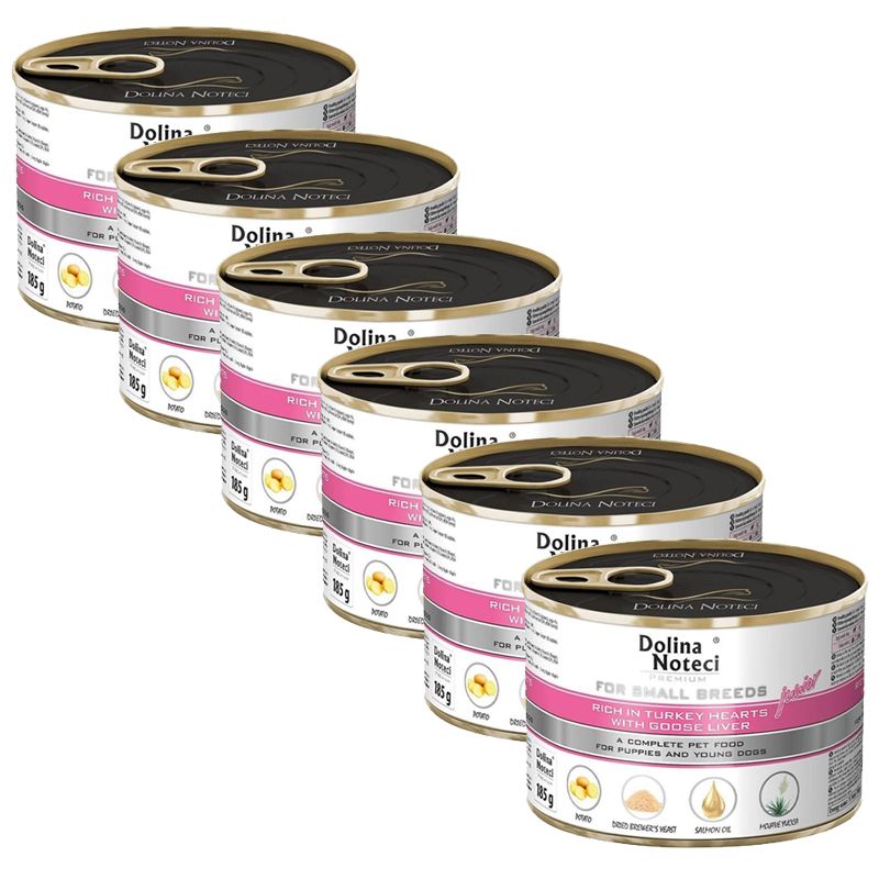 Dolina Noteci Premium Junior Small Breed Turkey Hearts & Goose Liver 6 x 185 g