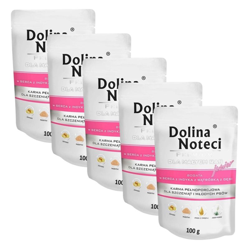 Dolina Noteci Premium Junior Small Breed Turkey Hearts & Goose Liver 5 x 100 g