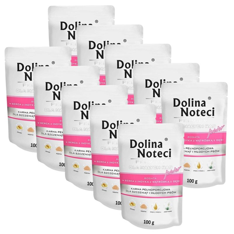 Dolina Noteci Premium Junior Small Breed Turkey Hearts & Goose Liver 10 x 100 g