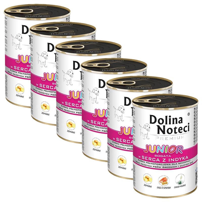 Dolina Noteci Premium Junior Rich in Turkey Hearts 6 x 400 g
