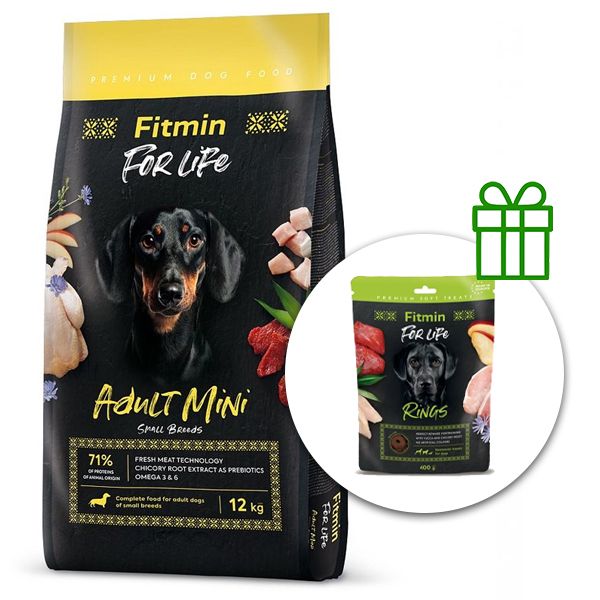 Fitmin FOR LIFE Adult Mini 12 kg + Fitmin For Life Rings BESPLATNO