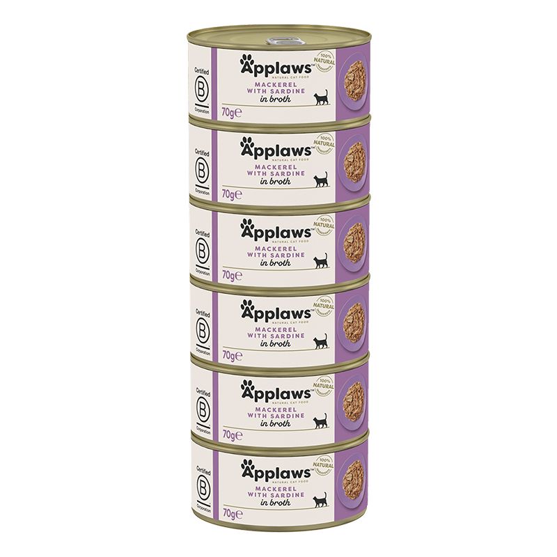 Applaws Konzerva za mačke s skušom i sardinom u juhi 6 x 70 g