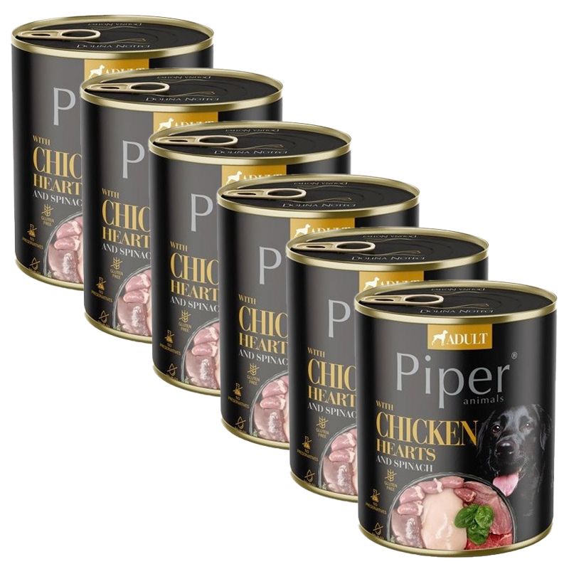 Konzerva Piper Adult s pilećim srcima i špinatom 6 x 800 g