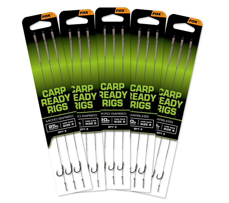 FOX Carp Ready Rigs x 3 - Wide Gape size 6 (20lb)