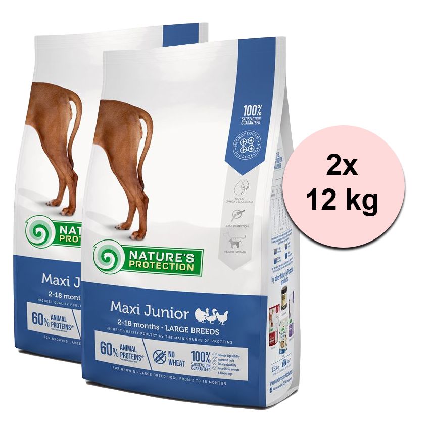 Natures Protection dog junior maxi poultry 2 x 12 kg