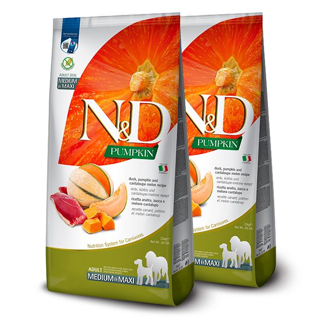 Farmina N&D dog PUMPKIN (GF) adult medium & maxi, duck & cantaloupe 2 x 12 kg