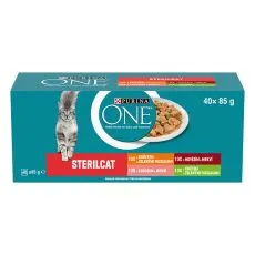 PURINA ONE STERILCAT Multipack piletina, govedina, losos i puretina u umaku 40x85g
