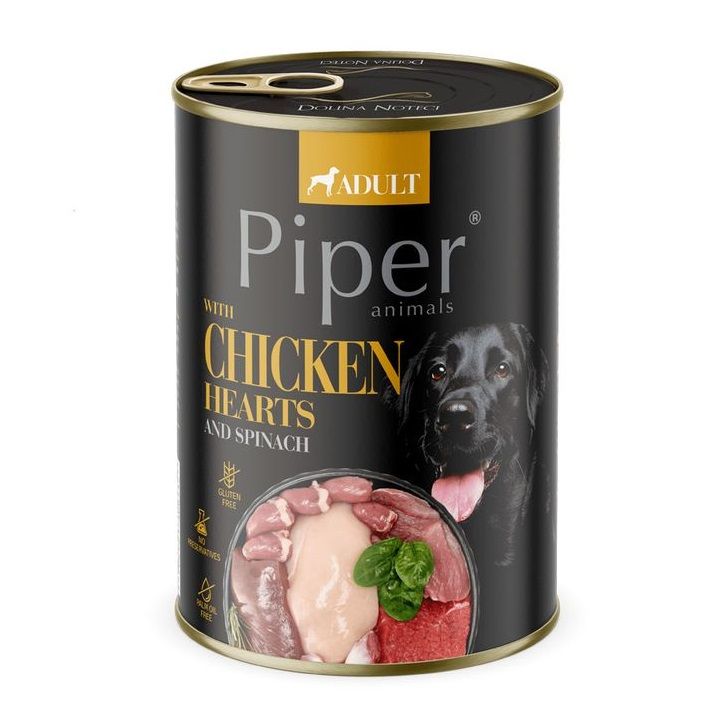 Konzerva Piper Adult s pilećim srcima i špinatom 400 g