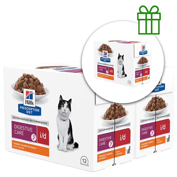 Hill's Prescription Diet i/d Njega probave vrećica za mačke piletina 12 x 85 g, 2+1 GRATIS
