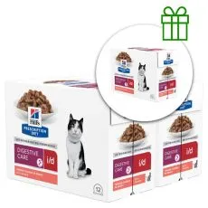 Hill's Prescription Diet i/d Njega probave vrećica za mačke losos 12 x 85 g, 2+1 GRATIS