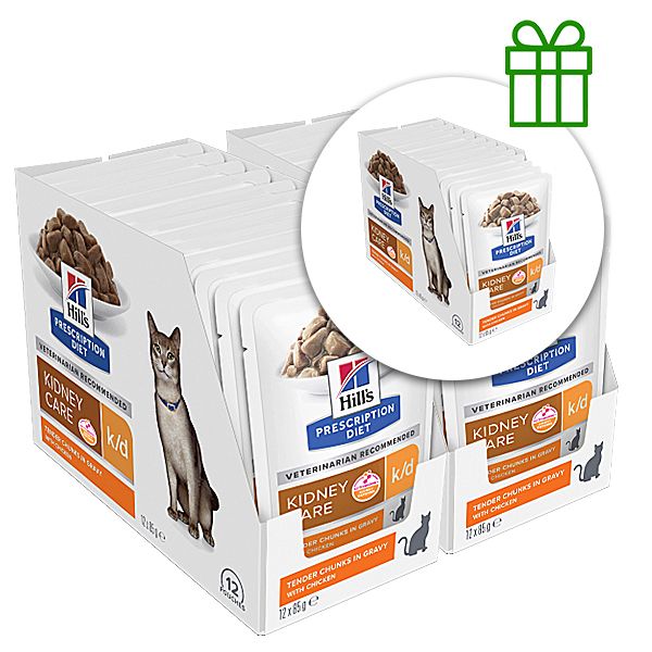Hill's Prescription Diet Feline Kidney Care k/d Piletina 12 x 85 g, 2+1 GRATIS