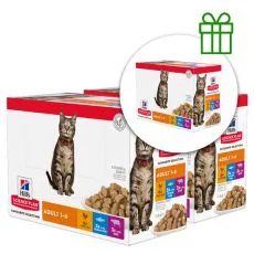 Hill's Science Plan Feline Adult Piletina & Govedina & Morska Riba 12 x 85 g, 2+1 BESPLATNO