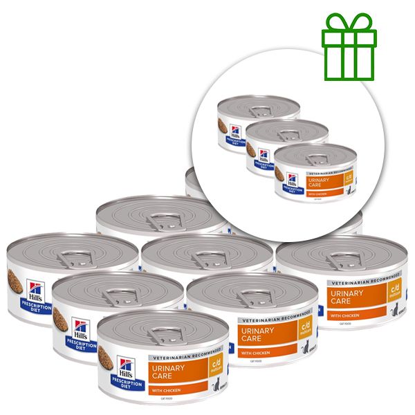 Hill's Prescription Diet Feline c/d MultiCare Narezana Piletina 156 g, 9+3 GRATIS