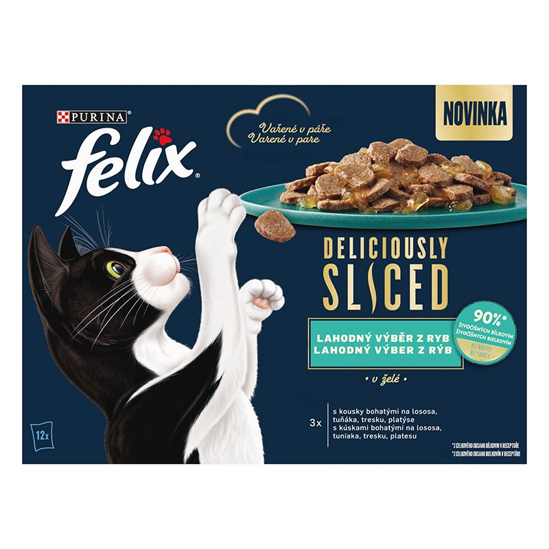 FELIX Delikatno narezani Multipack losos/tuna/jesetra/platica u želeu 12x80g