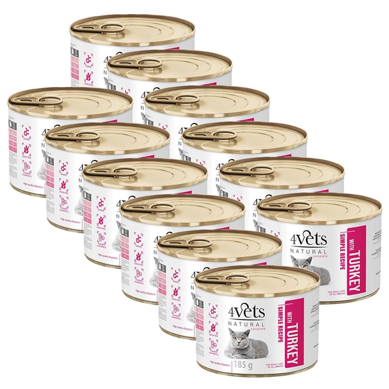 4Vets Cat Natural Simple Recipe with Turkey 12 x 185 g