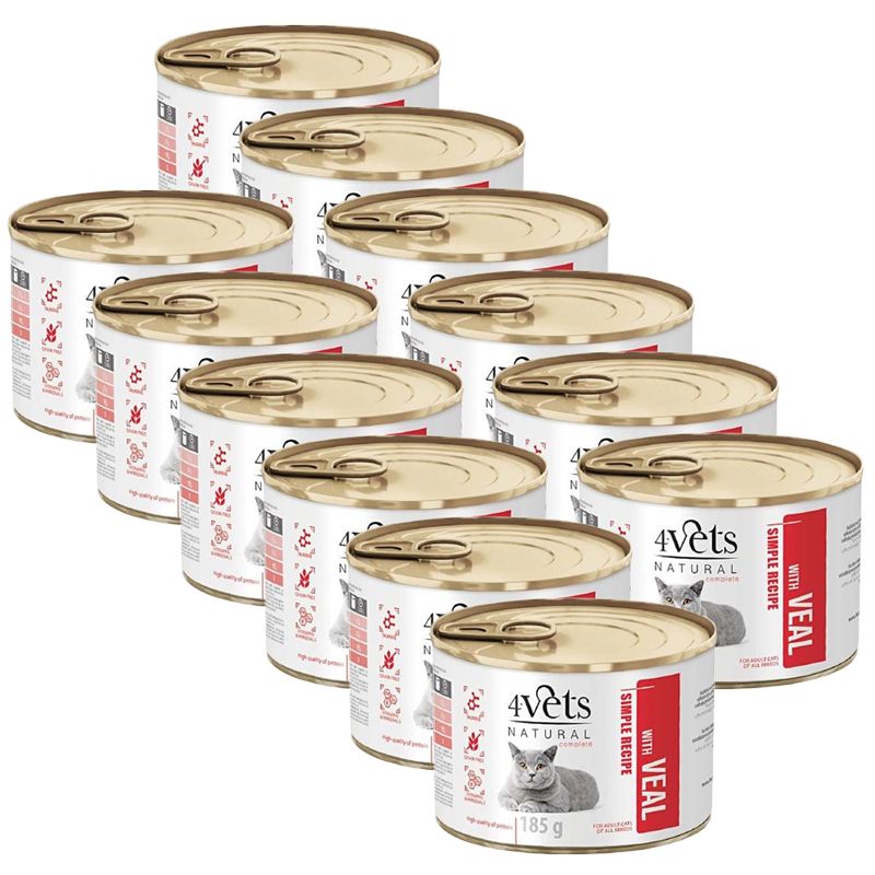 4Vets Cat Natural Simple Recipe with Veal 12 x 185 g