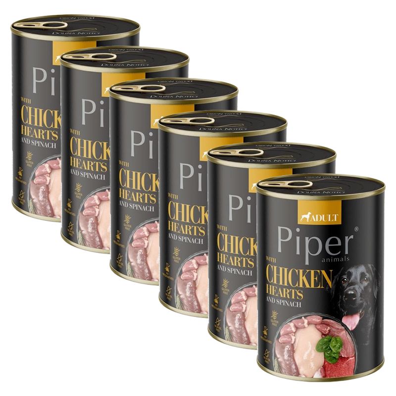 Konzerva Piper Adult s pilećim srcima i špinatom 6 x 400 g