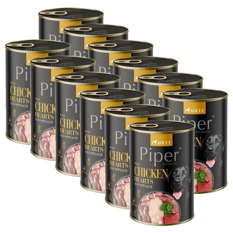Konzerva Piper Adult s pilećim srcima i špinatom 12 x 400 g