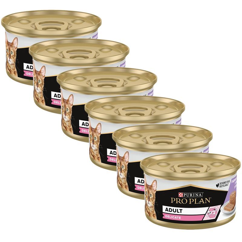 PRO PLAN CAT DELICATE komadi u pašteti Purećo 6 x 85 g
