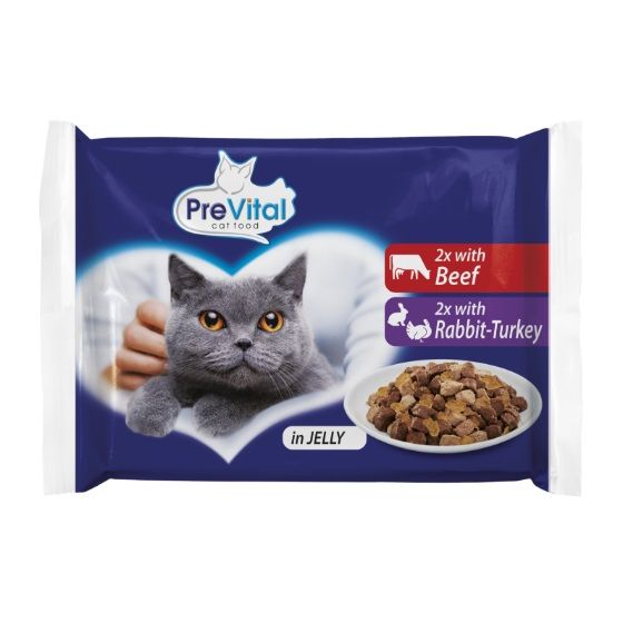 PreVital Cat Konzerva govedina/zec-turkey u želeu 4 x 100 g