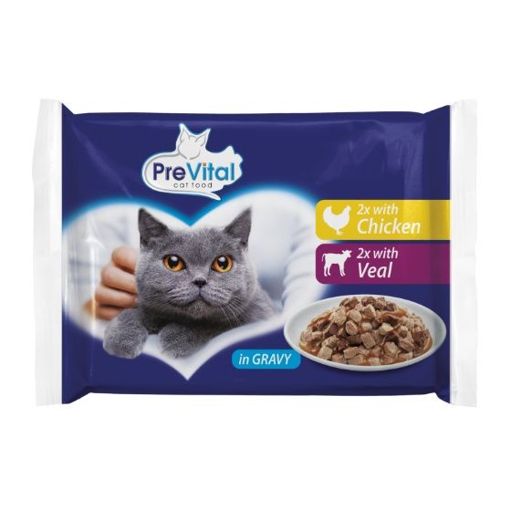 PreVital Cat vrećica piletina/teletina u umaku 4 x 100 g