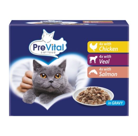 PreVital Cat vrećica piletina/teletina/losos u umaku 12 x 100 g