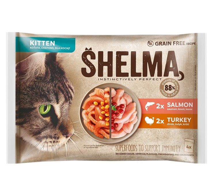 Shelma Mačići Konzerva losos/turkey u umaku 4 x 85 g